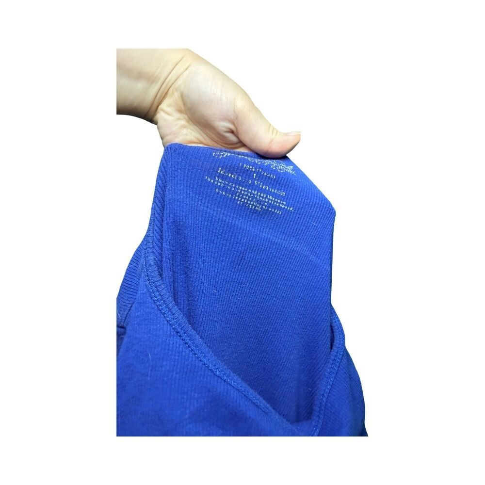 Faded Glory Juniors L Blue Ribbed Long Sleeve Top - 100% Cotton Basic - Picture 4 of 5